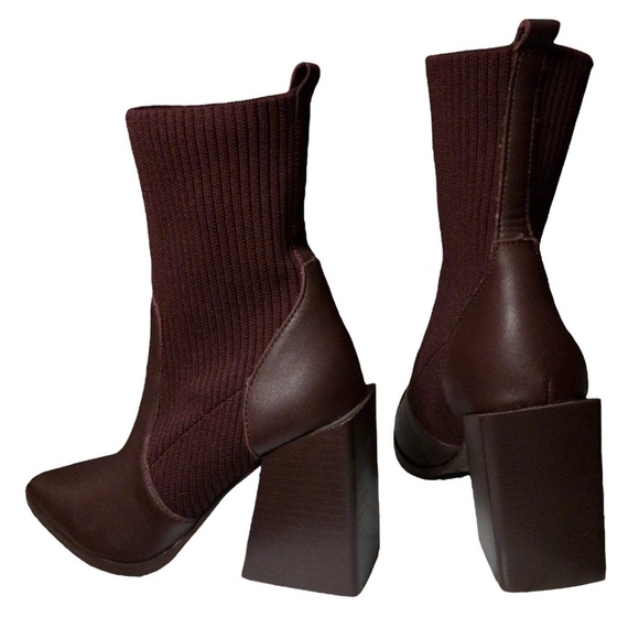 Steve Madden Burgundy Chunky Heel Ankle Booties 6.5(US) - Picture 2 of 4